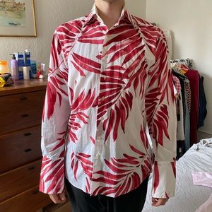 Vintage Grosvenor Red Palm Print Button Down